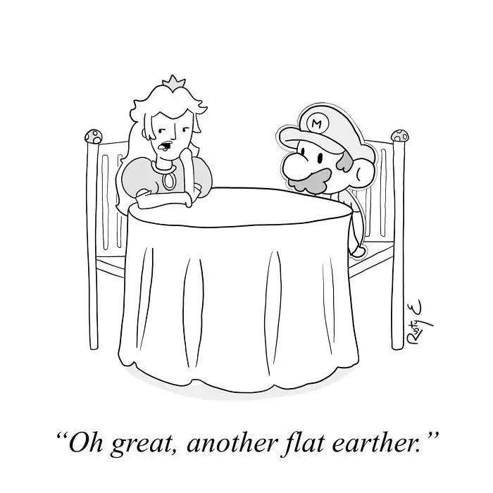 Artist's one-panel comic showcasing everyday situations turned into silly jokes