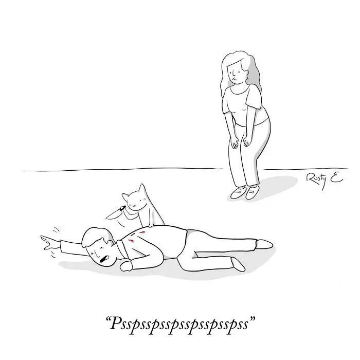 Single-frame comic turning awkward pauses into comedic moments perfectly