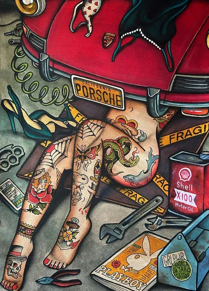 Creative works by artists who typically use needles and ink