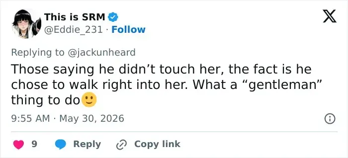 Tweet criticizing player for alleged contact with ball girl