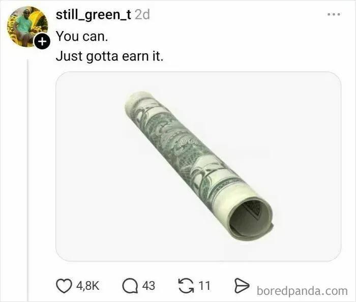 Dollar bill meme humorously referencing nostril evolution debate