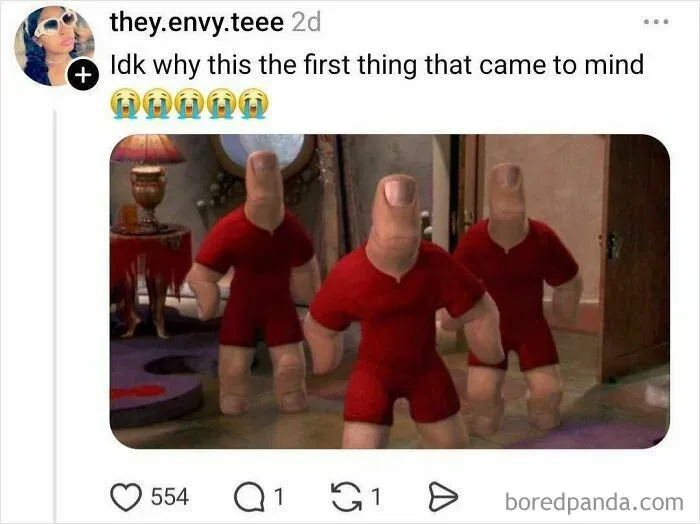 Animated finger characters dressed as nostrils in red suits