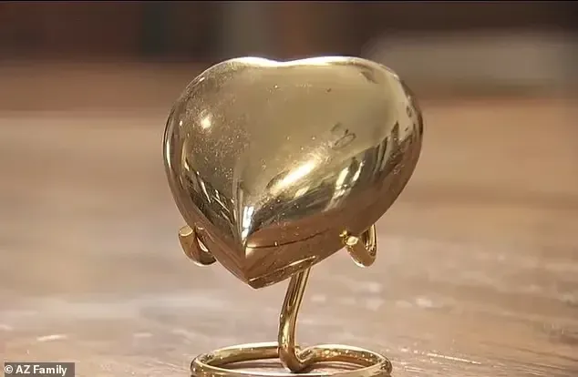 A small brass heart-shaped urn ordered from Amazon held an unexpected surprise