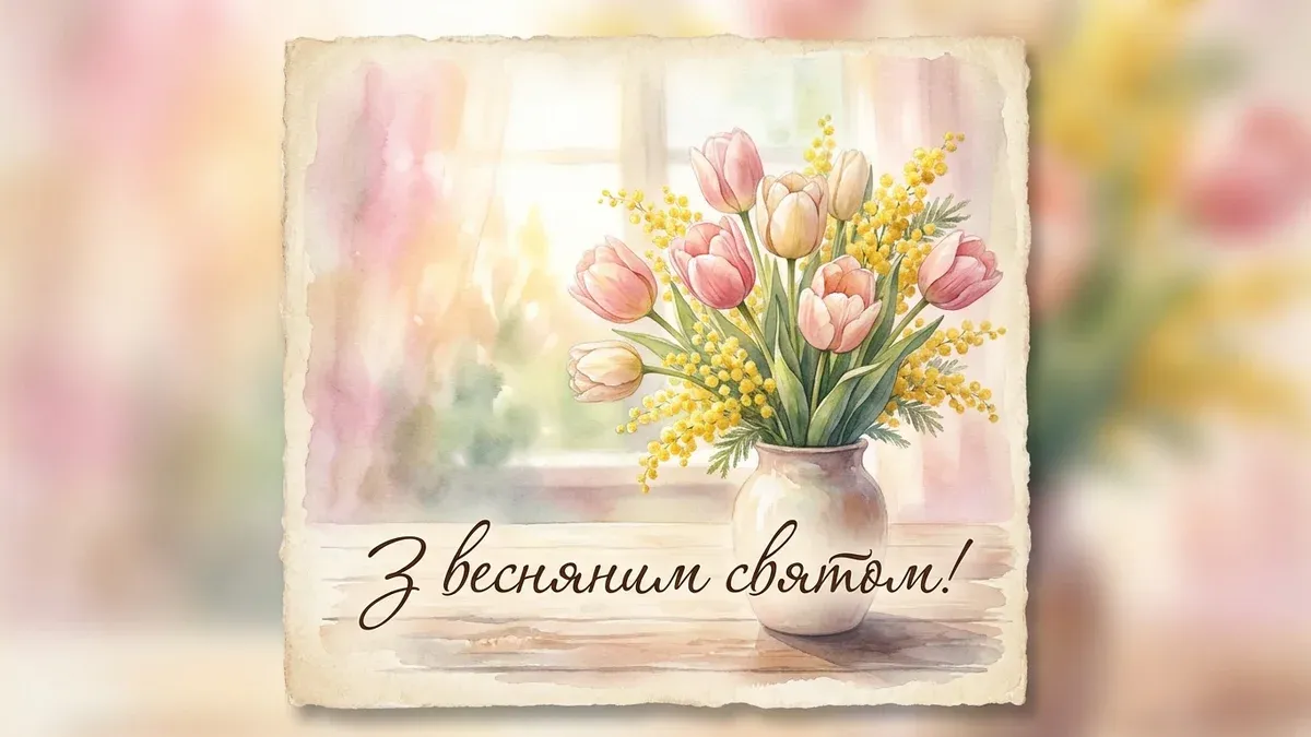 Листівка з 8 Березня та Днем матері