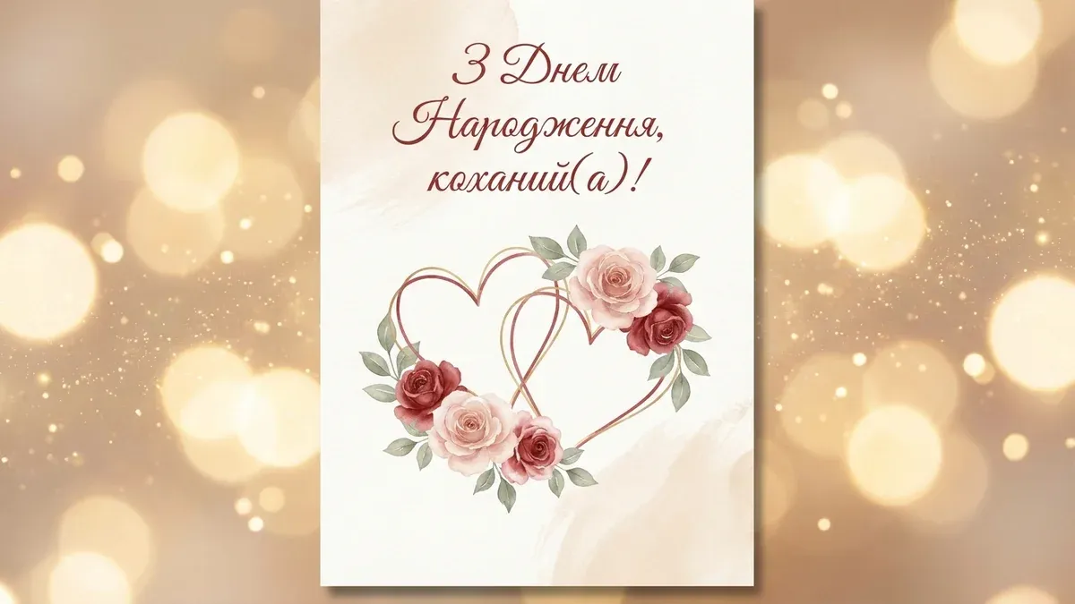 Романтична листівка з днем народження коханій людині