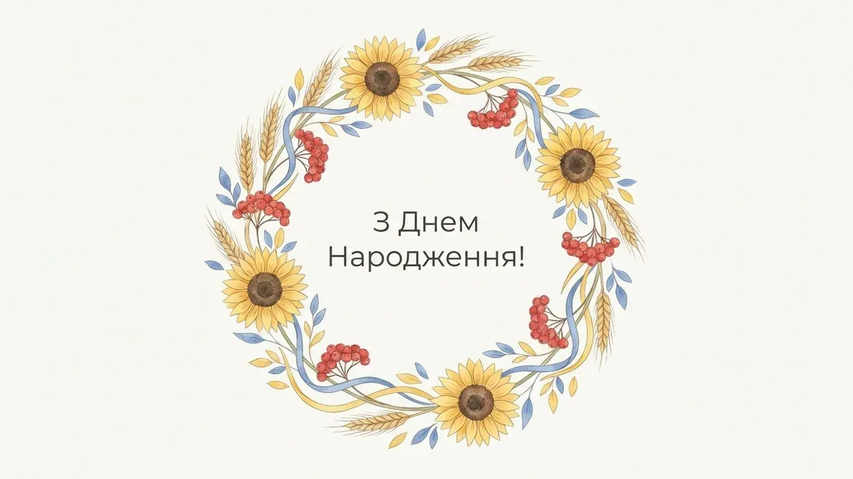 Патріотична листівка з днем народження українською