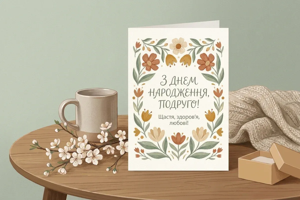 Листівка подрузі на день народження